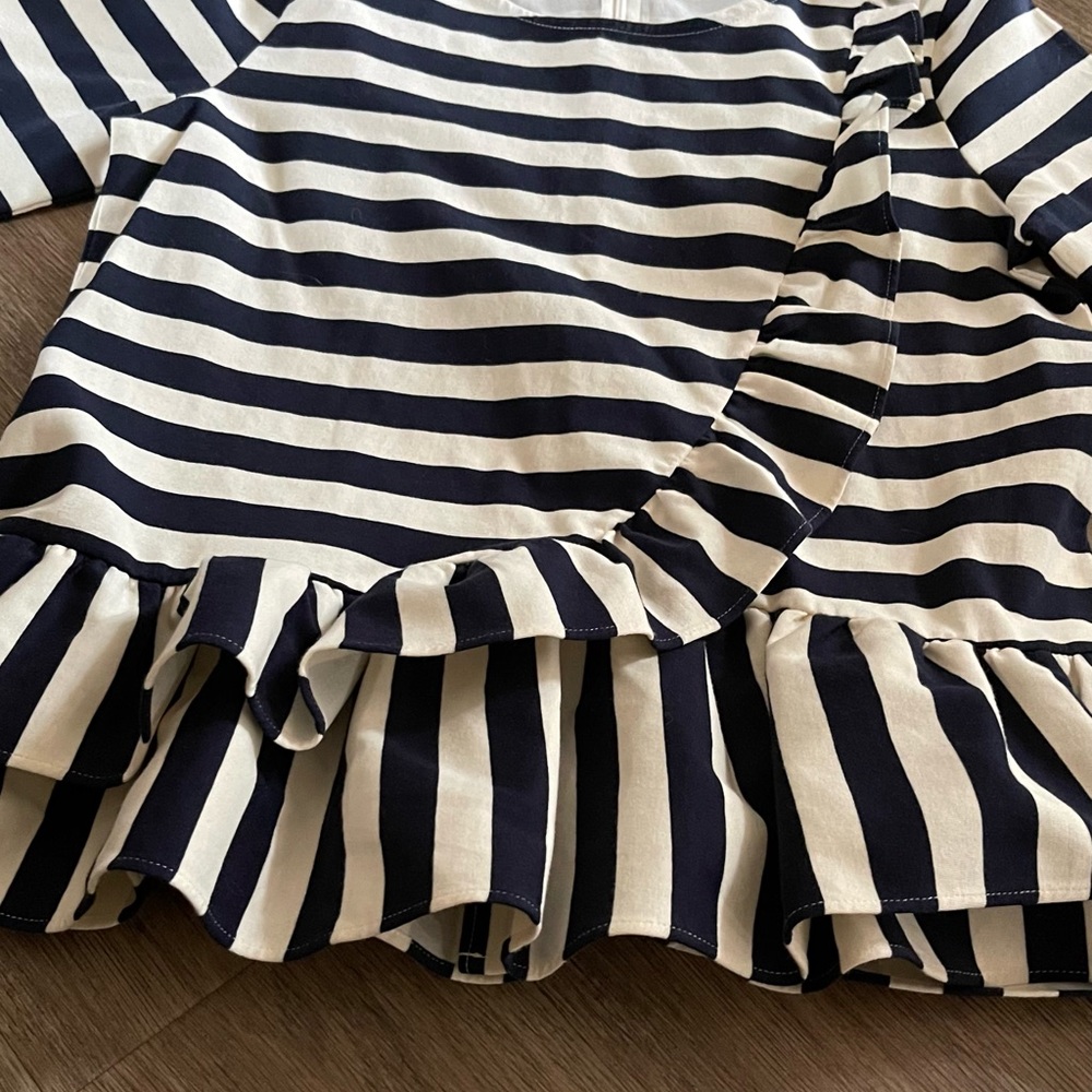 J.Crew Striped Peplum Ruffled Shirt. - Picture 8 of 16